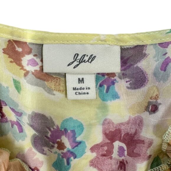 J.Jill Floral Print Tiered Ruffle Layered Tank Top Medium Butterfly Boho Fairy - Picture 5 of 6